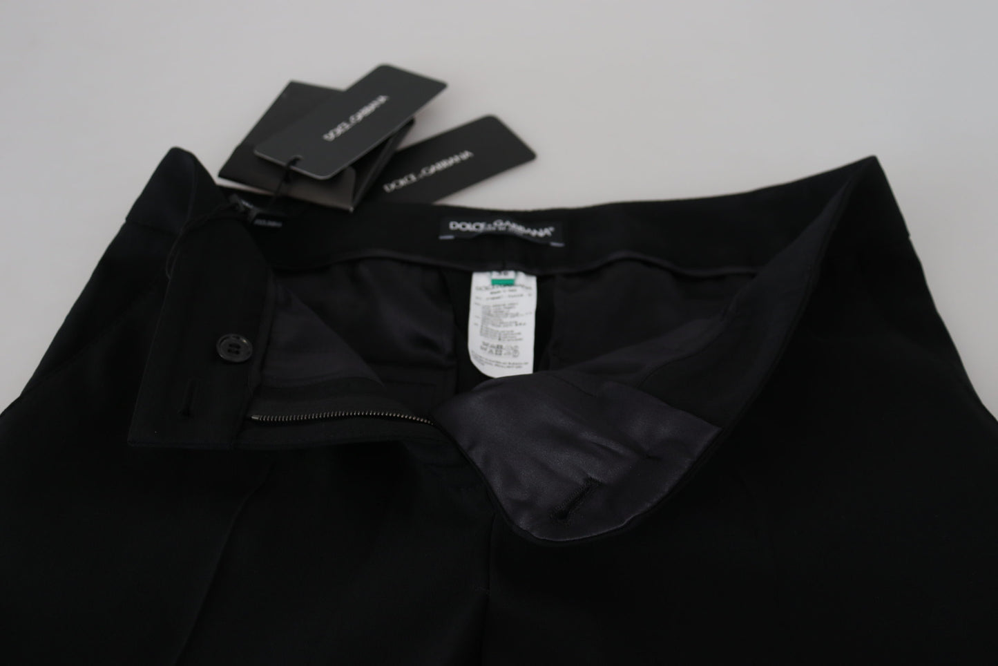 Pantaloni eleganti in lana e seta neri