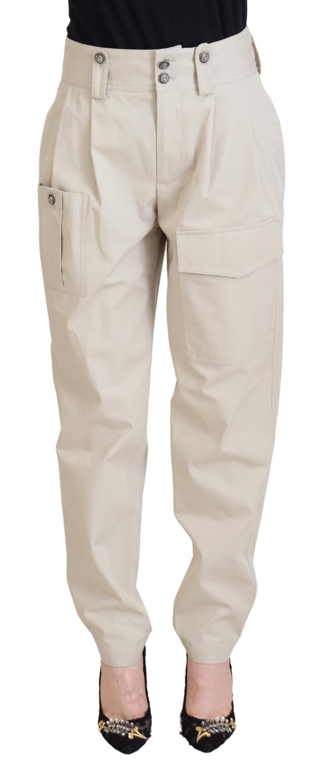 Pantaloni in cotone beige chic per un comfort elegante