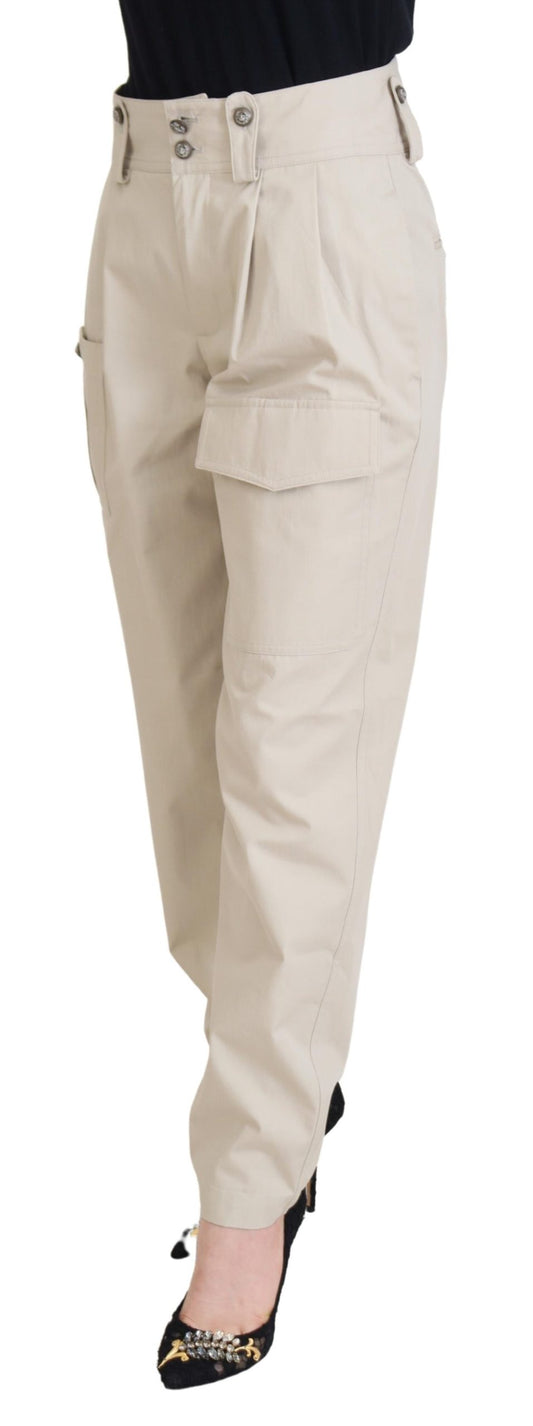 Pantaloni in cotone beige chic per un comfort elegante