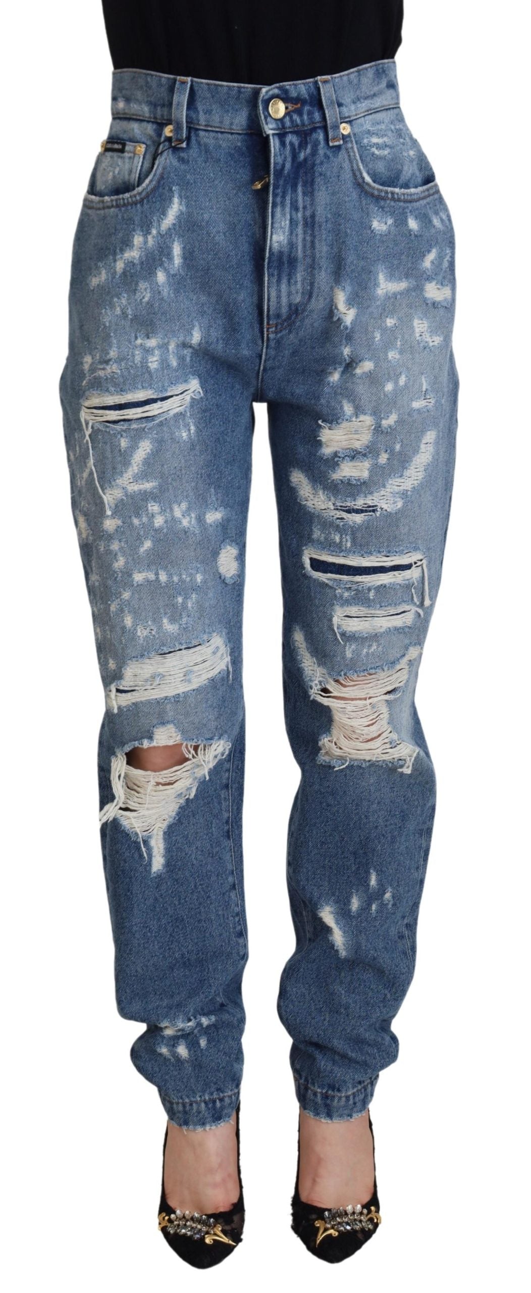 Pantaloni in denim stracciati chic - Indigo Essence