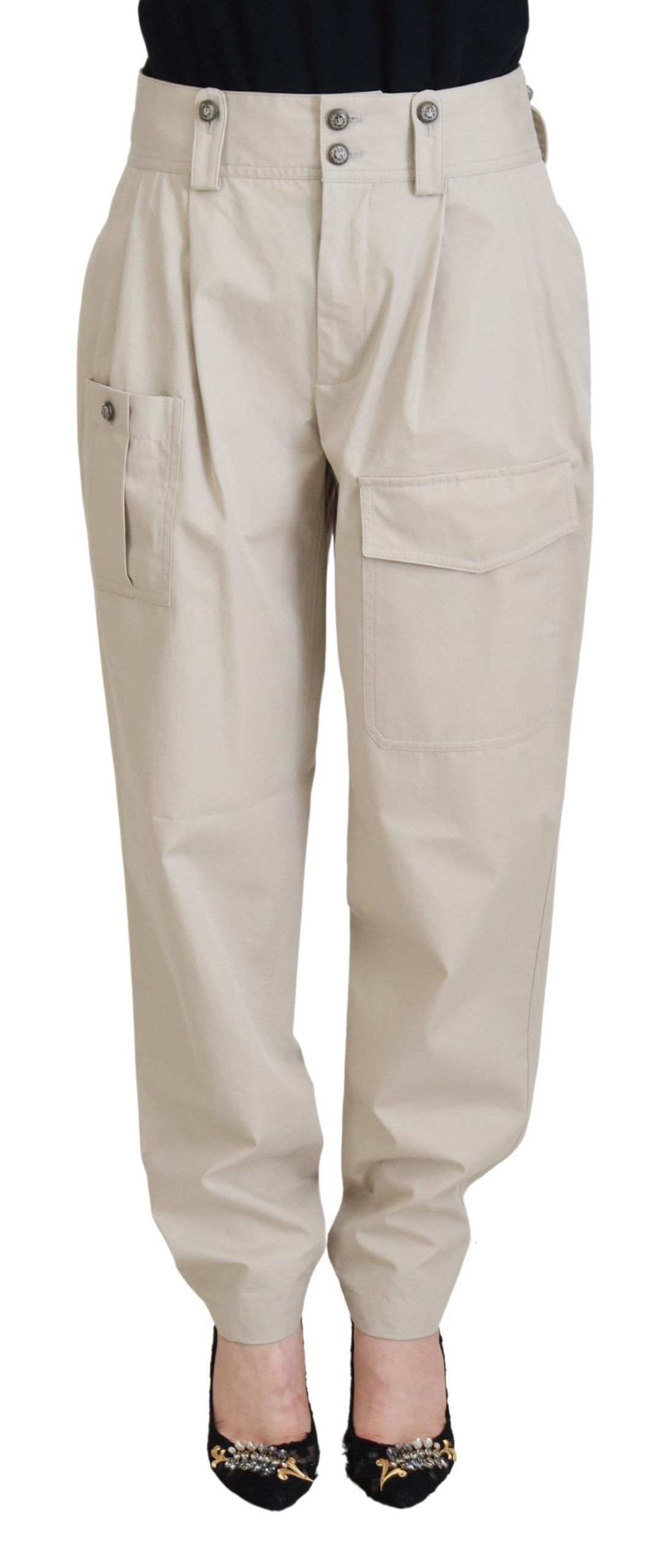 Pantaloni eleganti in cotone beige
