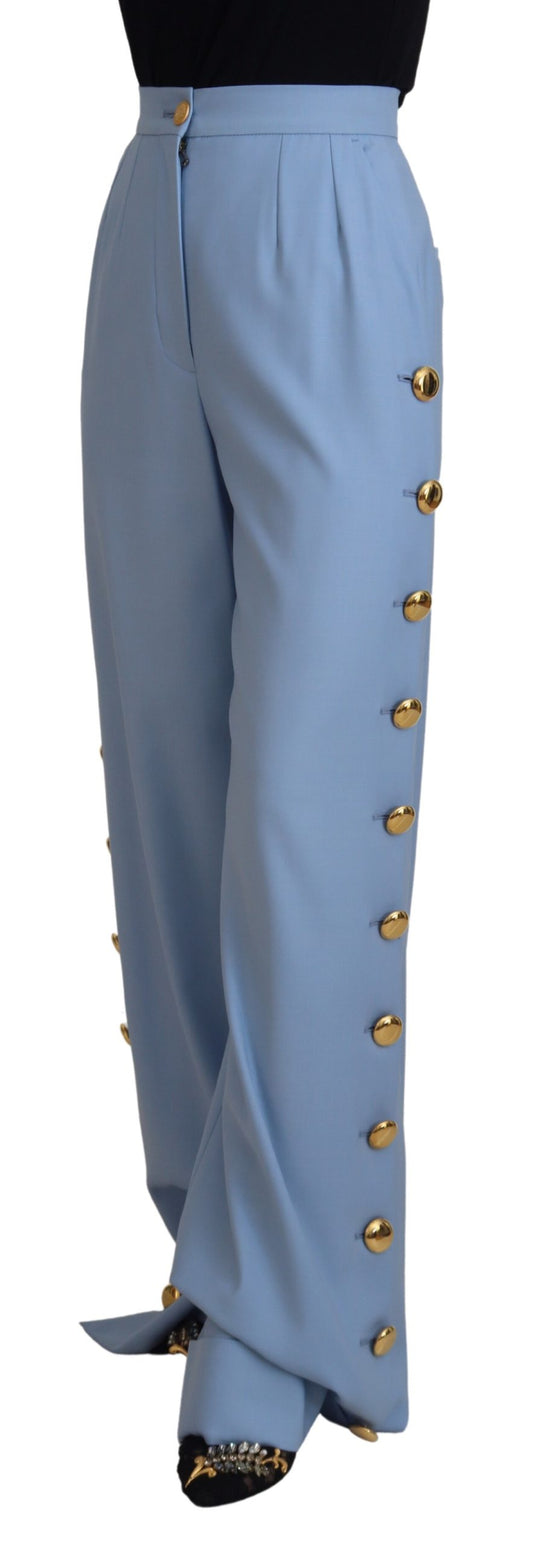 Pantaloni eleganti in misto lana e seta azzurro chiaro