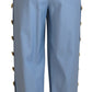 Pantaloni eleganti in misto lana e seta azzurro chiaro