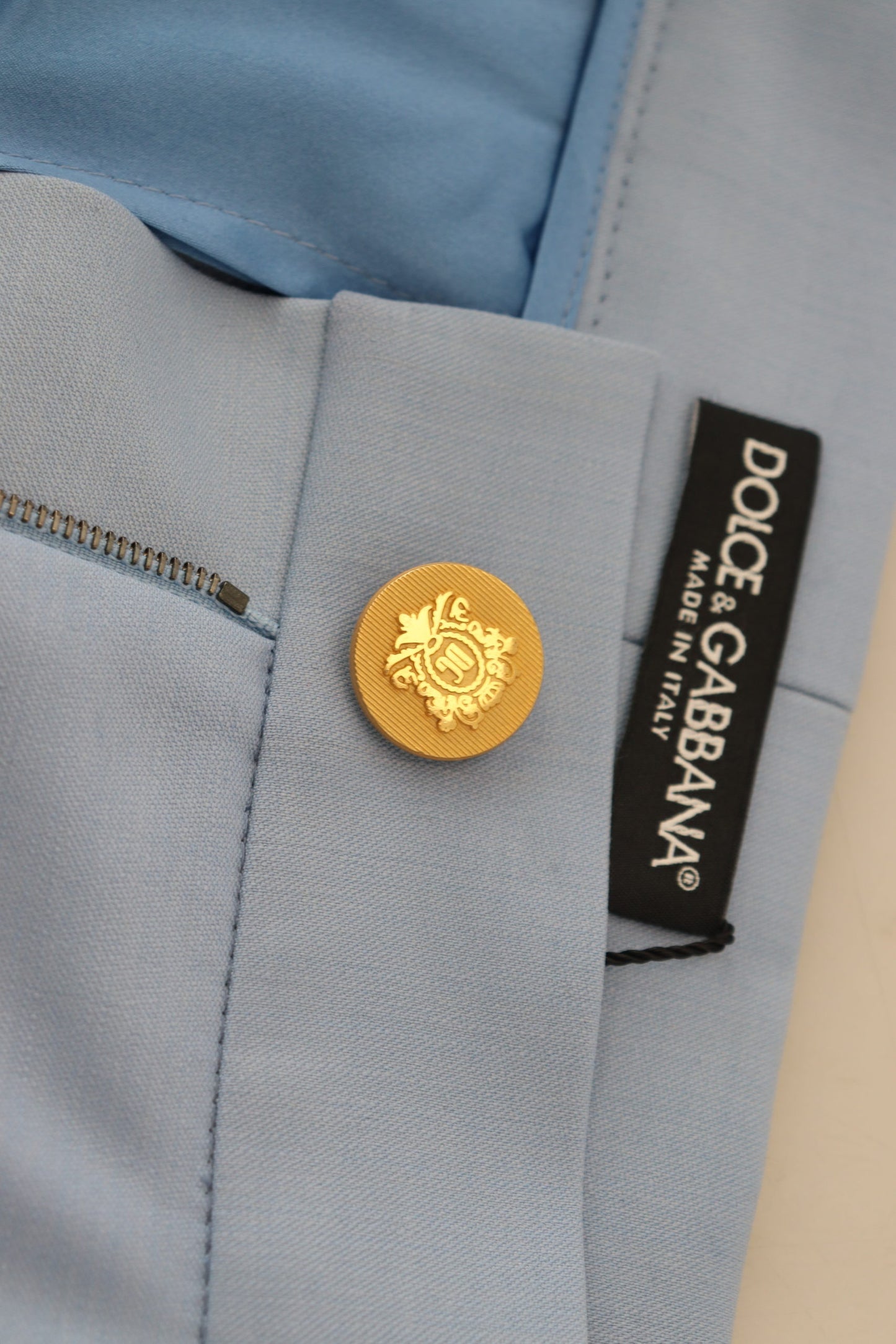 Pantaloni eleganti in misto lana e seta azzurro chiaro