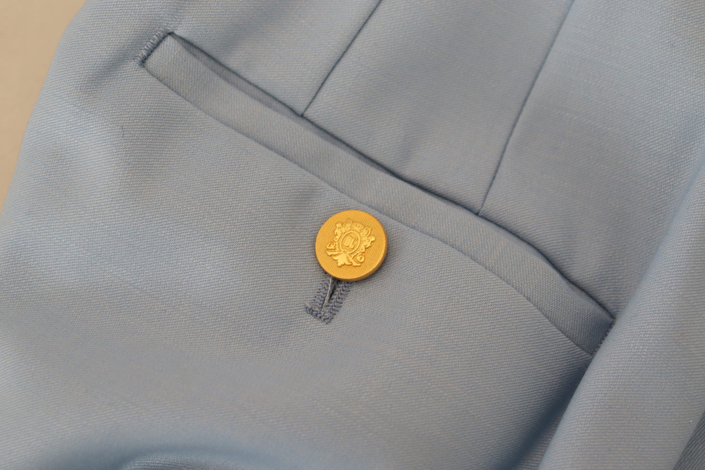 Pantaloni eleganti in misto lana e seta azzurro chiaro