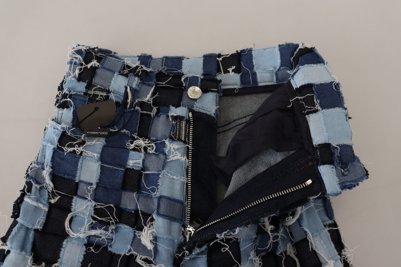 Mehrfarbige Skinny Jeans mit Patchwork und hoher Taille