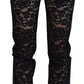 Elegante pizzo floreale davanti denim