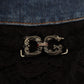 Elegante pizzo floreale davanti denim