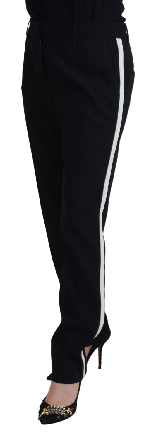Pantaloni eleganti in misto lana e seta neri