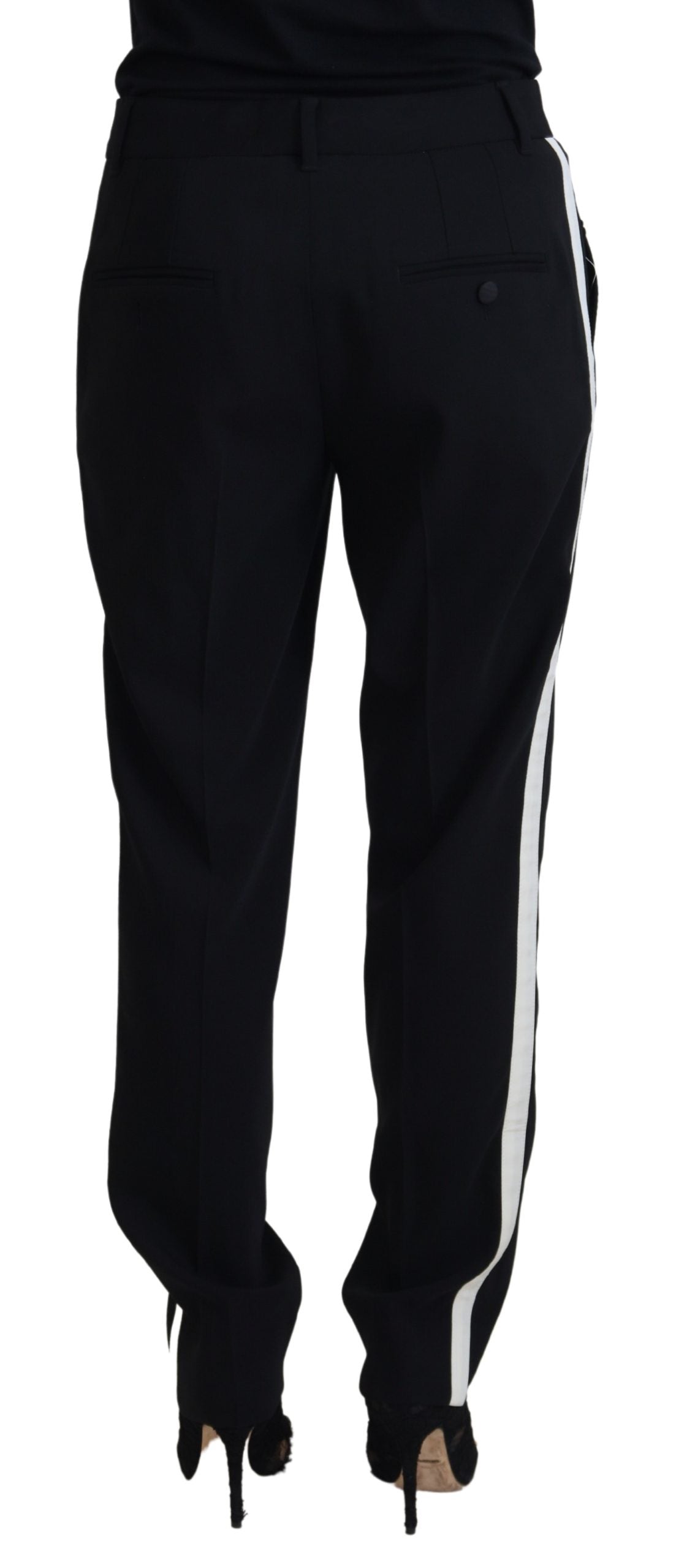 Pantaloni eleganti in misto lana e seta neri