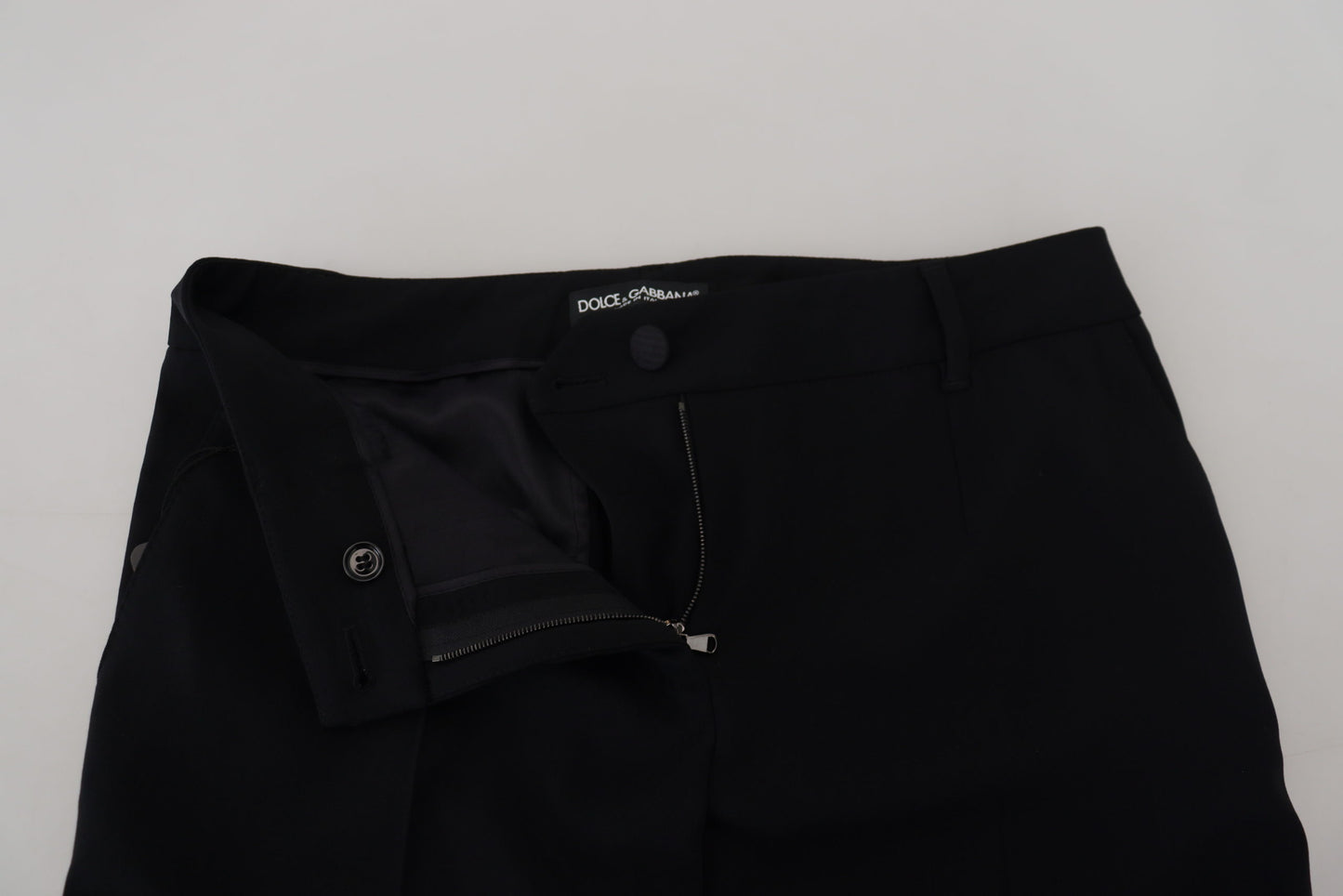 Pantaloni eleganti in misto lana e seta neri