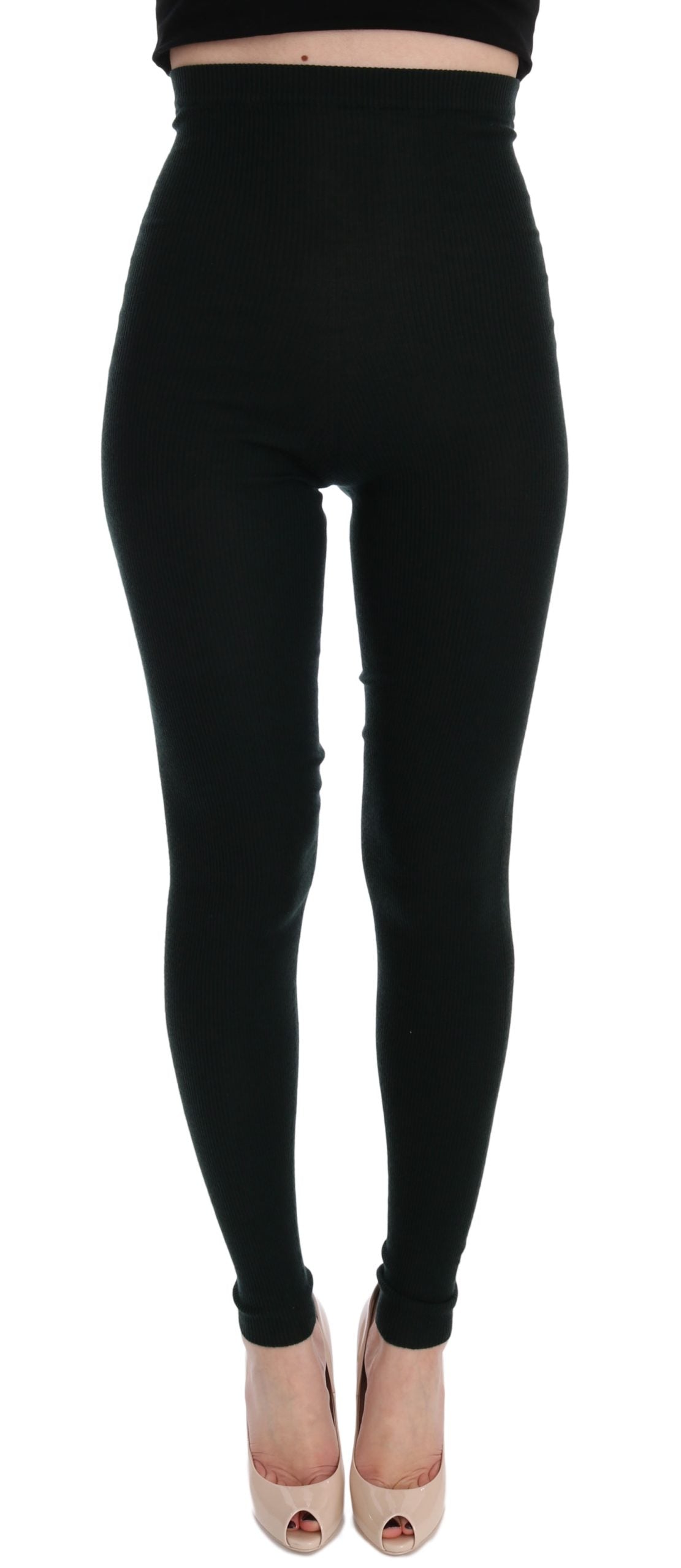 Eleganti pantaloni jegging in cashmere in verde lussureggiante
