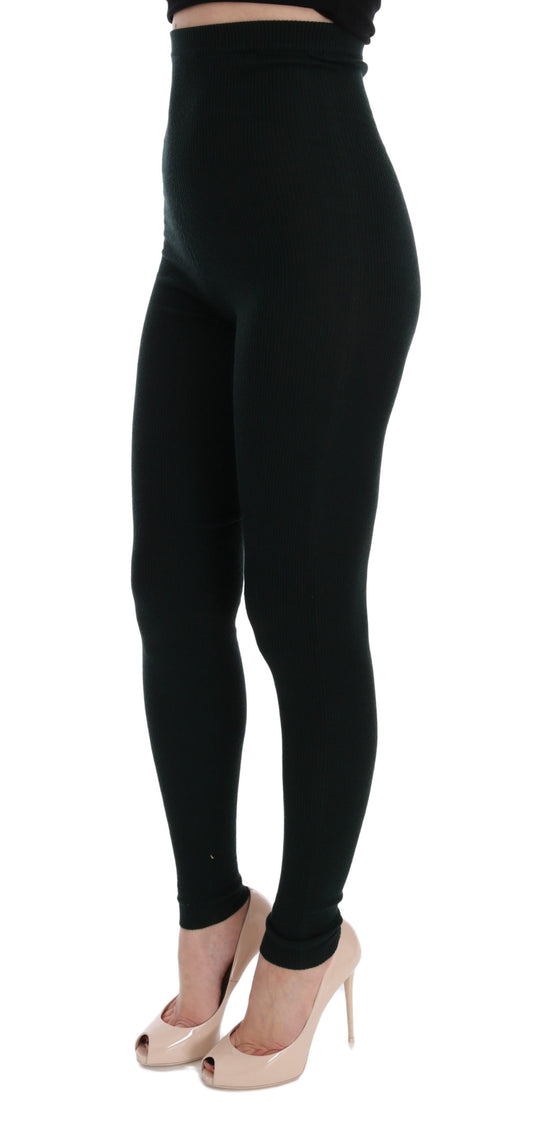 Eleganti pantaloni jegging in cashmere in verde lussureggiante
