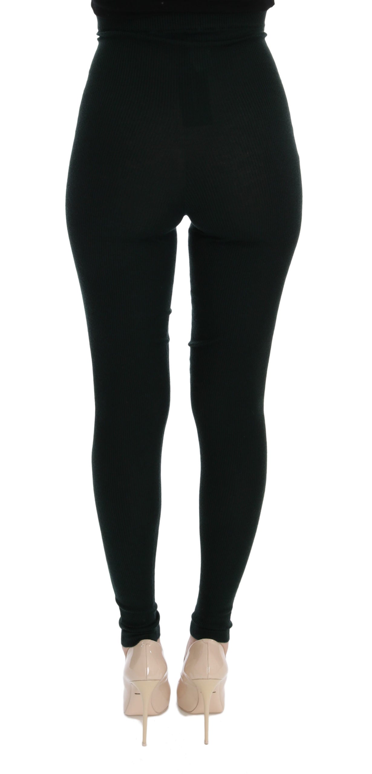 Eleganti pantaloni jegging in cashmere in verde lussureggiante