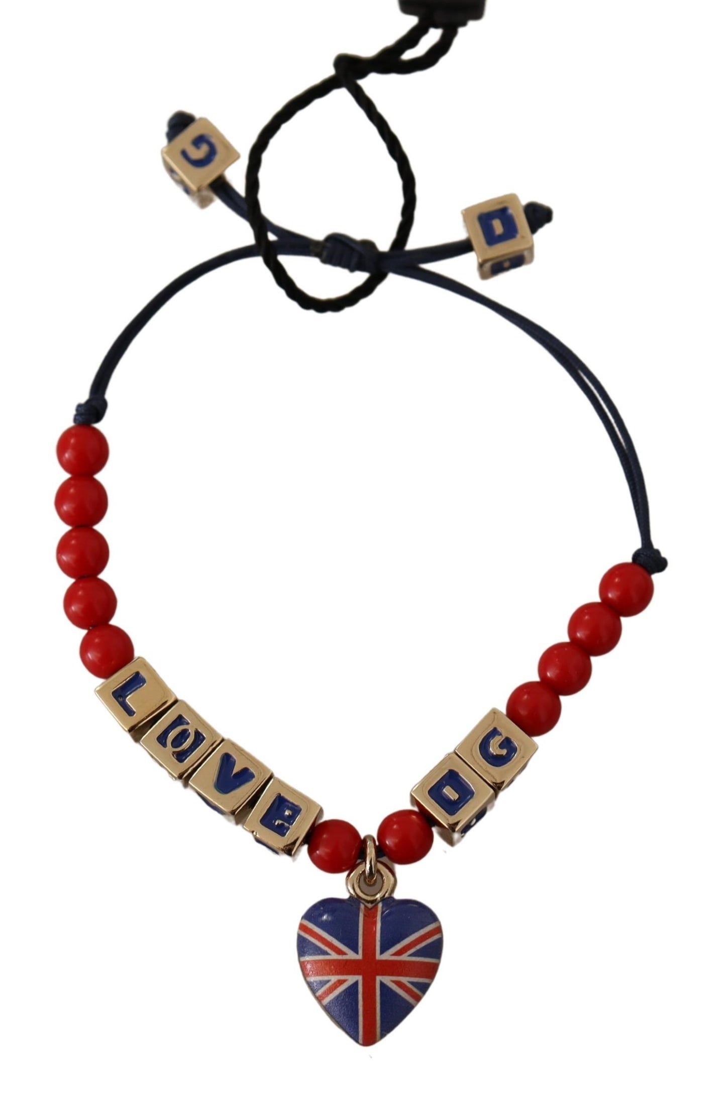 Elegante bracciale in vetro blu, rosso e zama