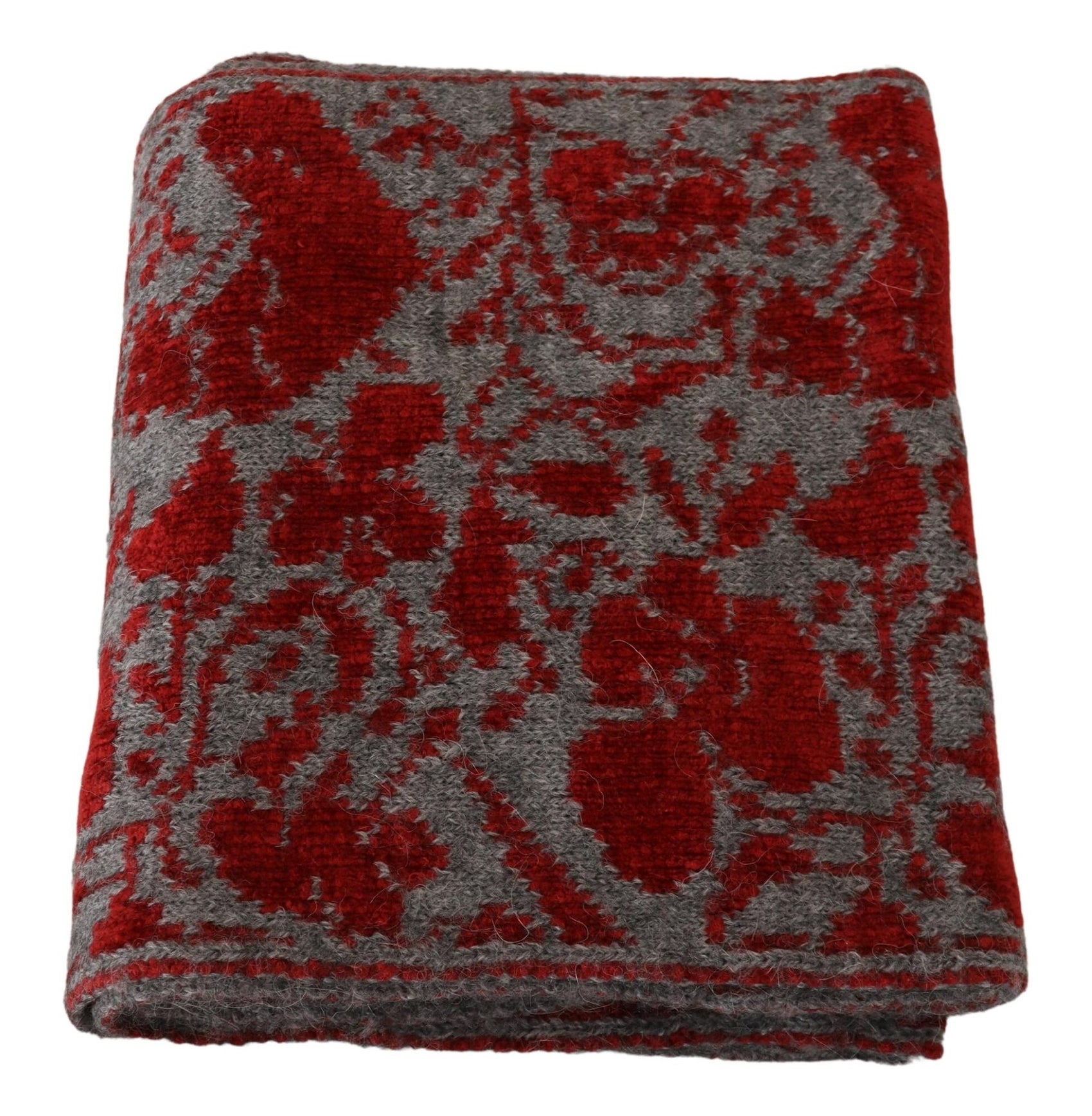 Schicker Wickelschal aus Baumwolle in Rot und Grau