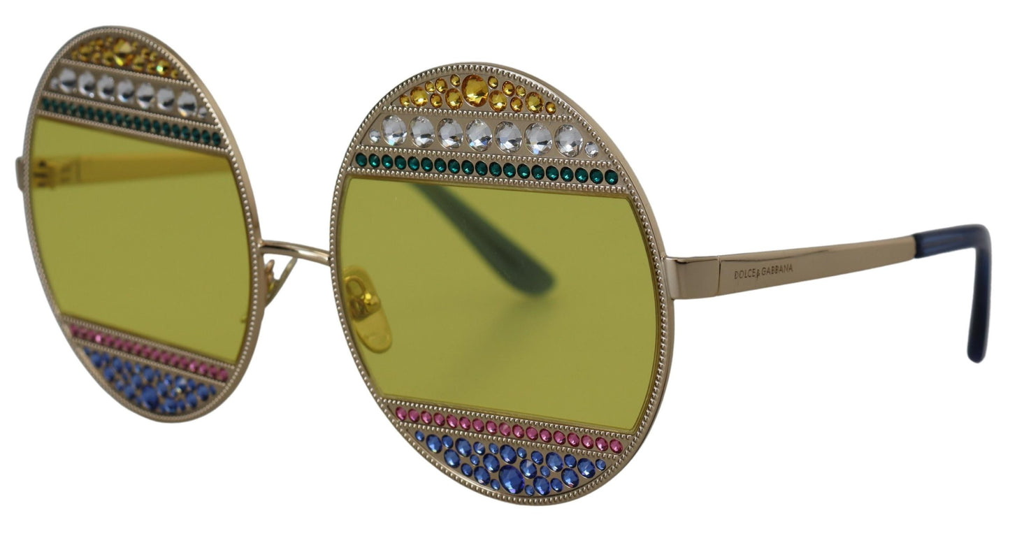 Ovale Sonnenbrille in Gold mit Kristallverzierung