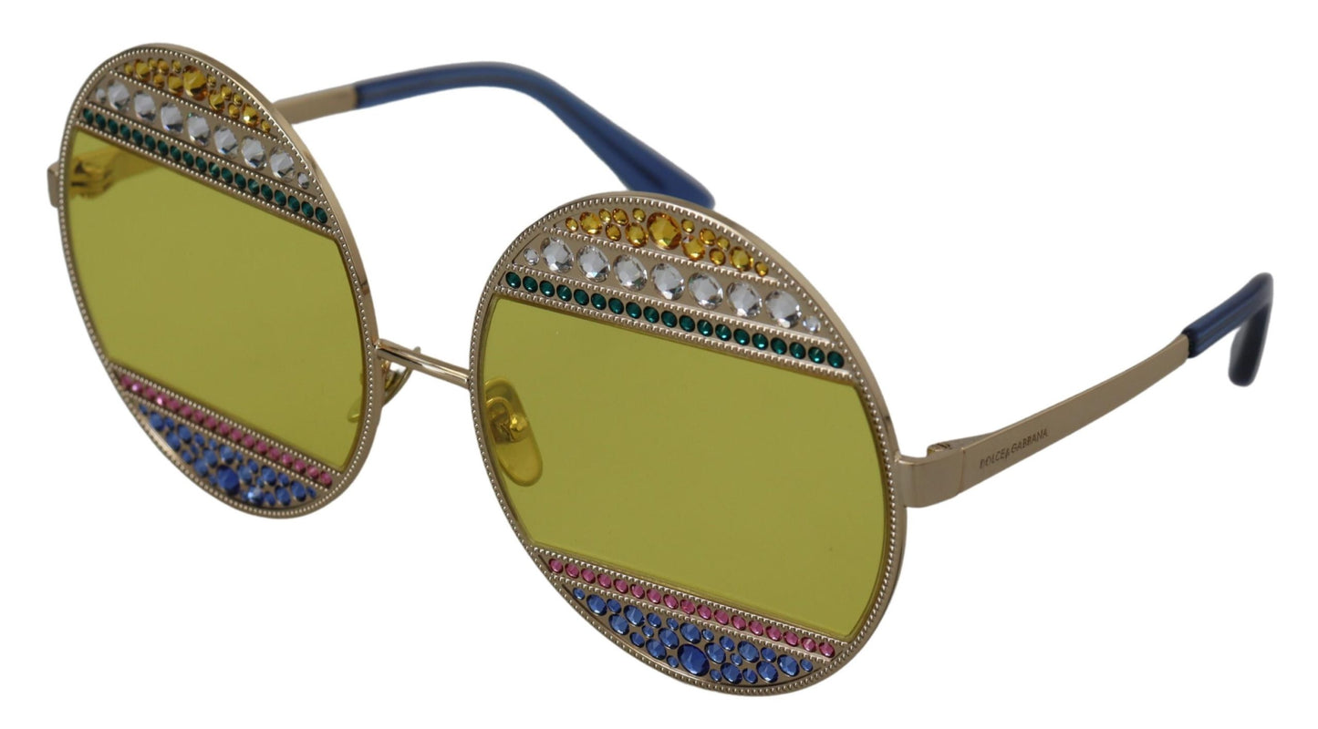 Ovale Sonnenbrille in Gold mit Kristallverzierung