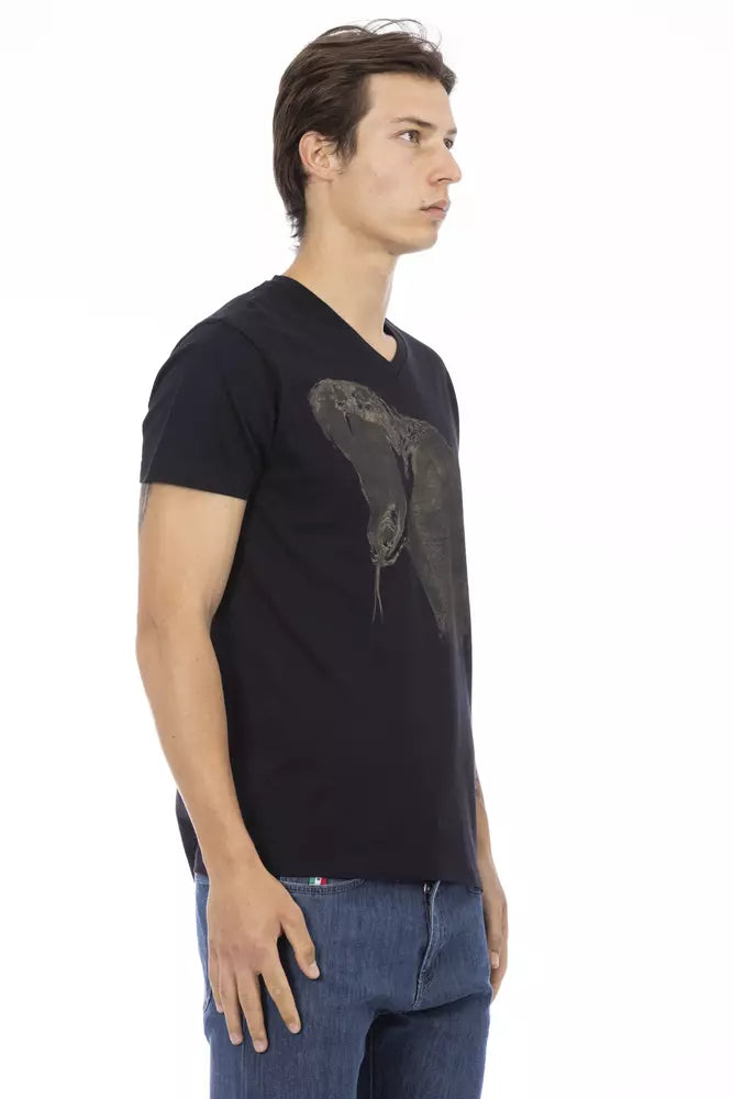 Schwarzes Herren-T-Shirt aus Baumwolle