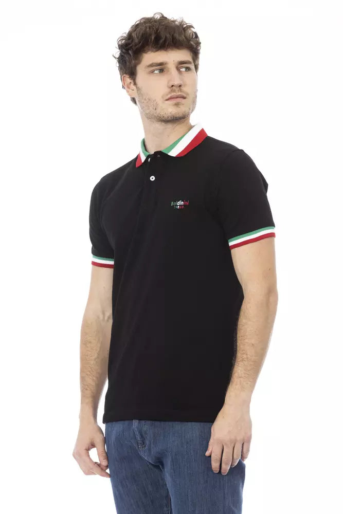 Schwarzes Poloshirt aus Baumwolle für Herren