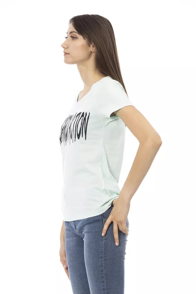 T-shirt da donna in cotone azzurro