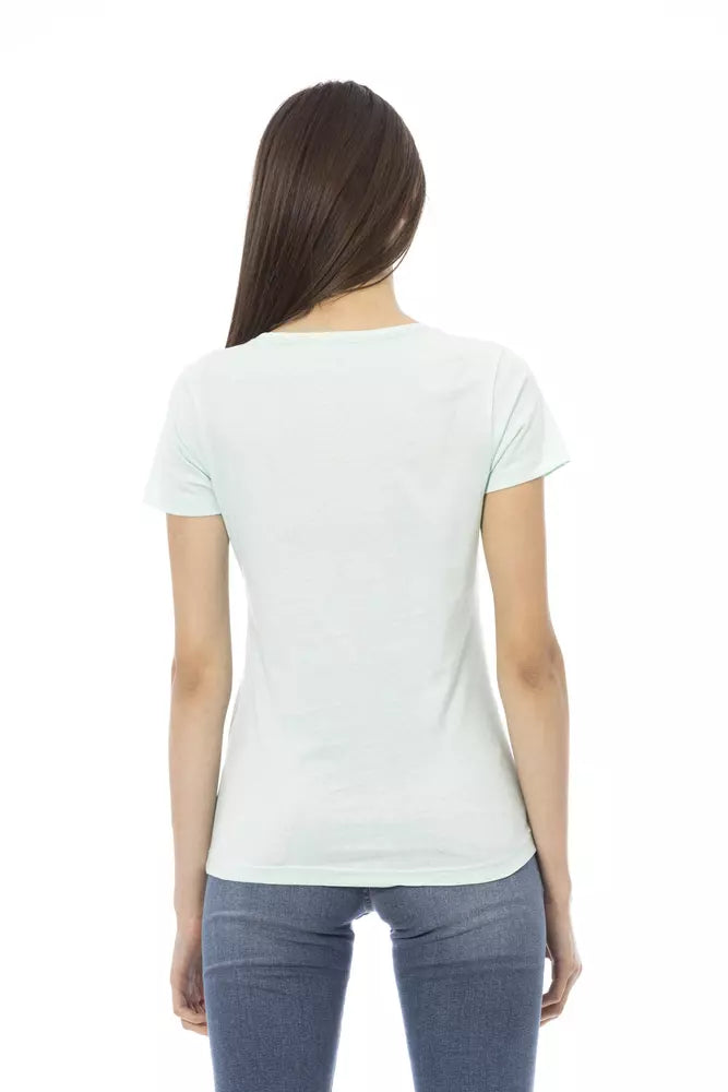 T-shirt da donna in cotone azzurro