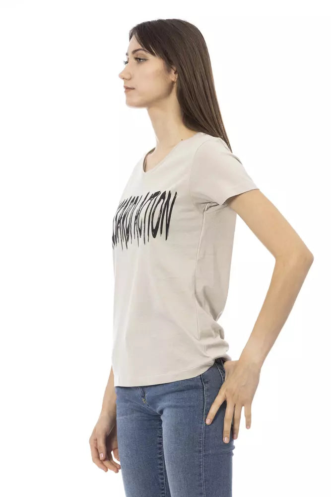 T-shirt da donna in cotone beige