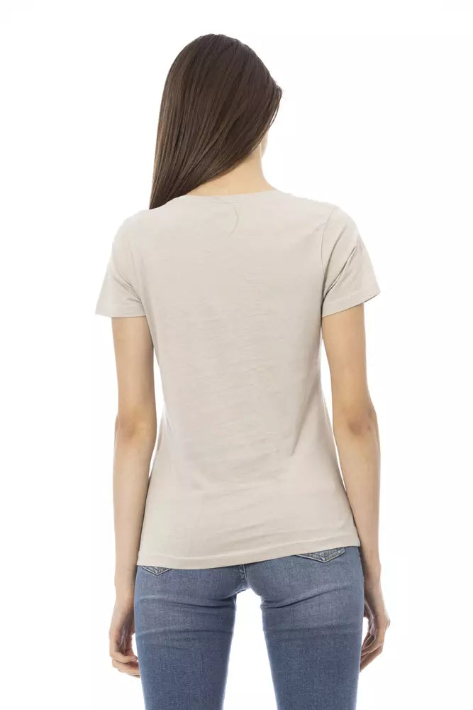 T-shirt da donna in cotone beige