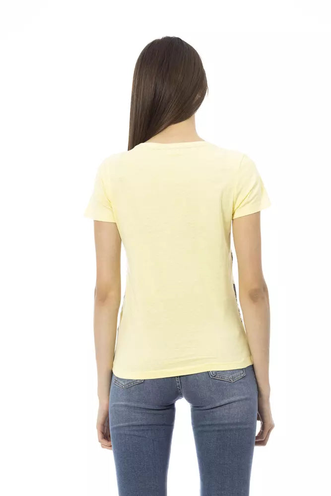 T-shirt da donna in cotone giallo