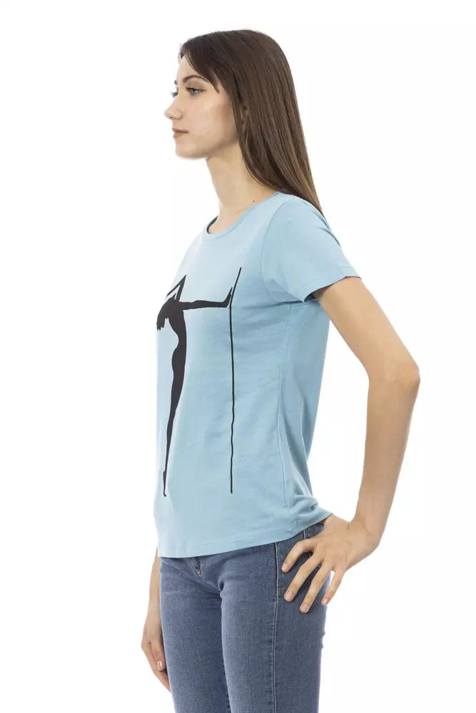 T-shirt da donna in cotone azzurro