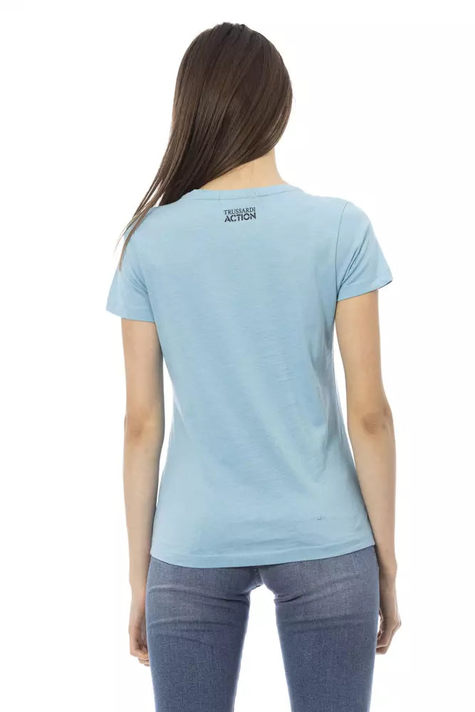 T-shirt da donna in cotone azzurro