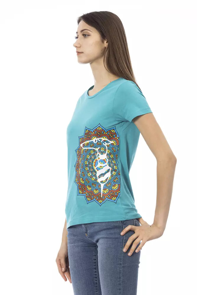 T-shirt da donna in cotone azzurro