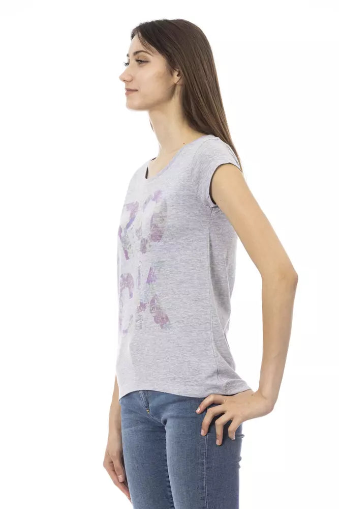 T-shirt da donna in cotone grigio