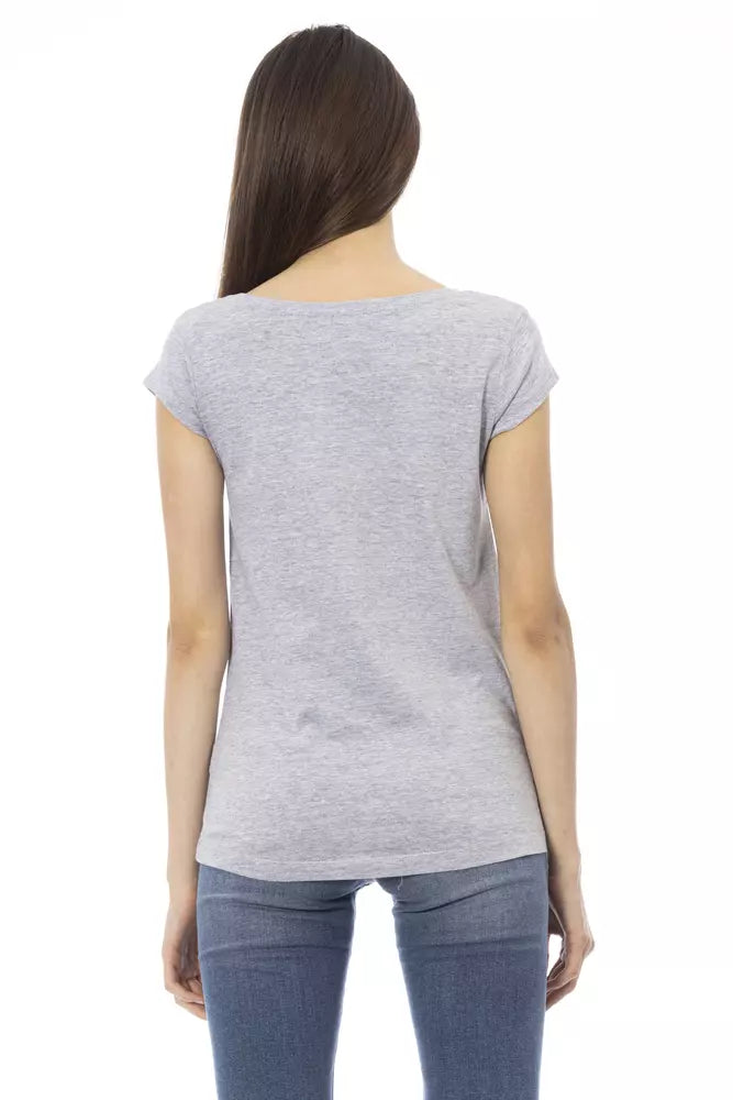 T-shirt da donna in cotone grigio