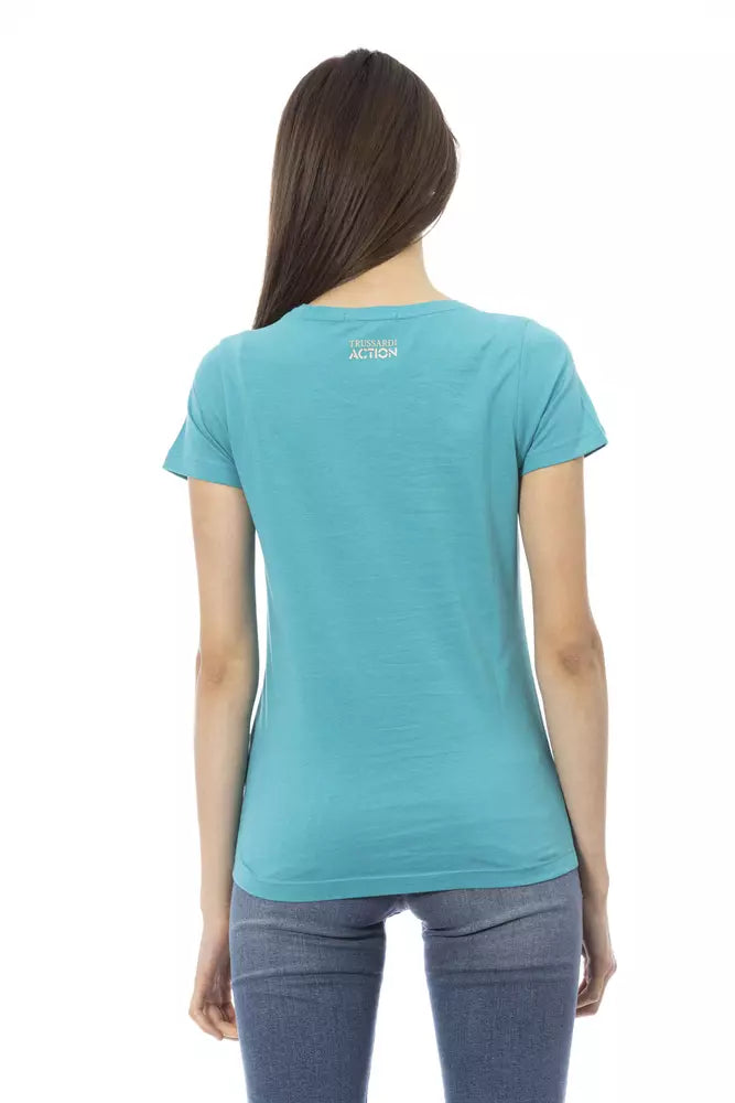 T-shirt da donna in cotone azzurro
