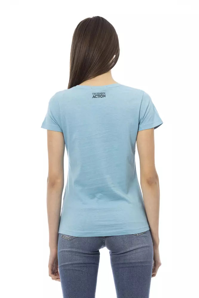 T-shirt da donna in cotone azzurro