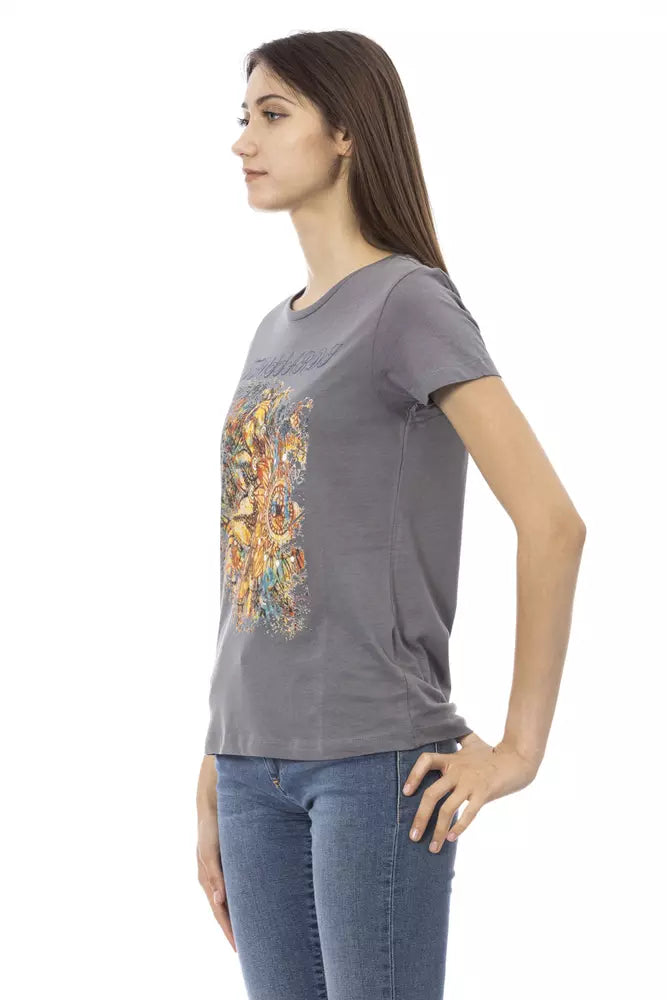 T-shirt da donna in cotone grigio