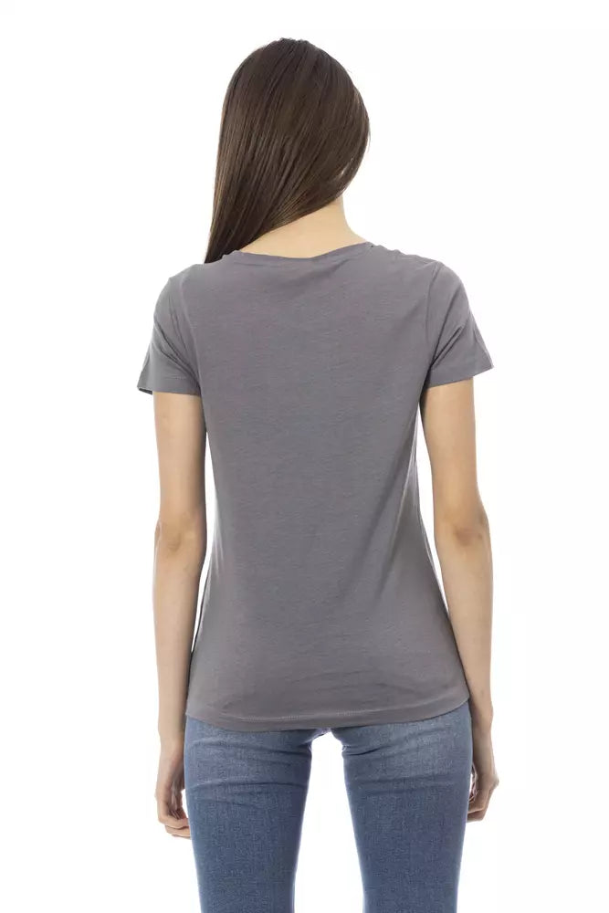 T-shirt da donna in cotone grigio