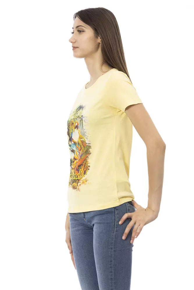 T-shirt da donna in cotone giallo