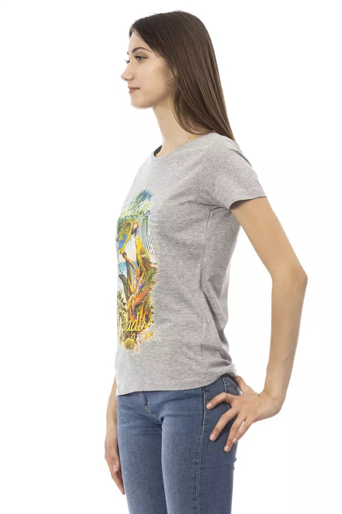 Graues Damen-T-Shirt aus Baumwolle