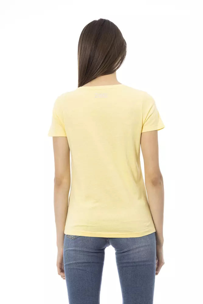 T-shirt da donna in cotone giallo