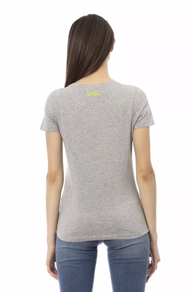 Graues Damen-T-Shirt aus Baumwolle