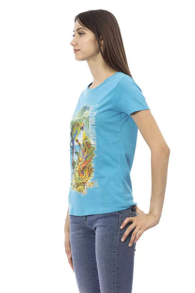 T-shirt da donna in cotone azzurro