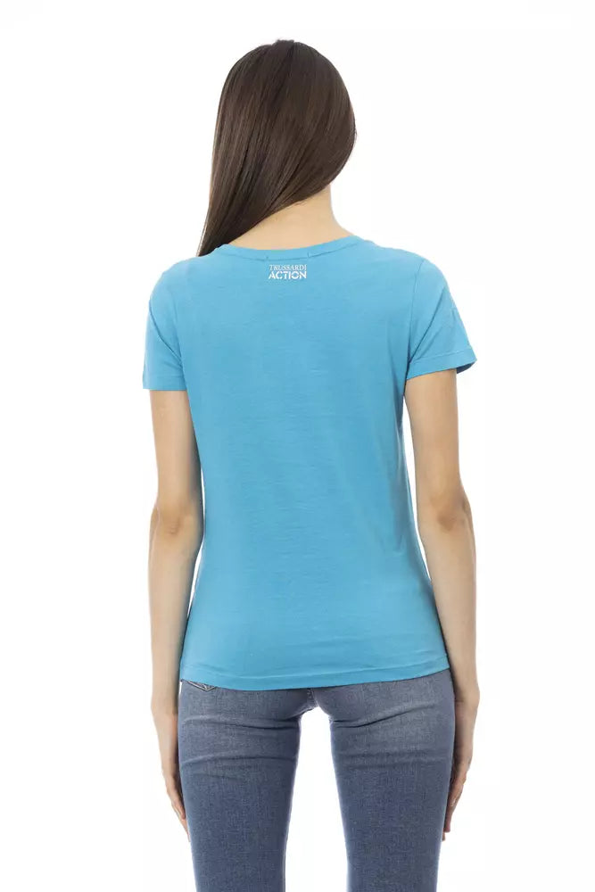 T-shirt da donna in cotone azzurro
