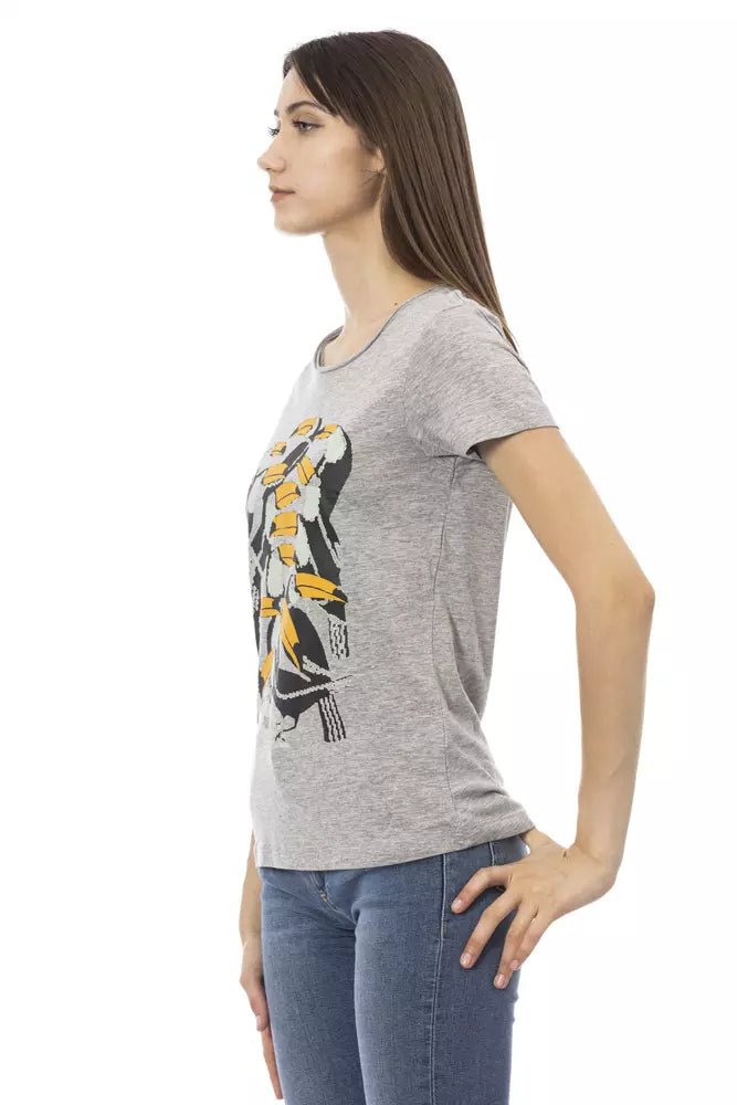 T-shirt da donna in cotone grigio