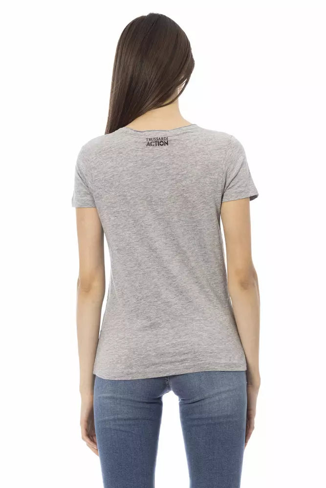 T-shirt da donna in cotone grigio