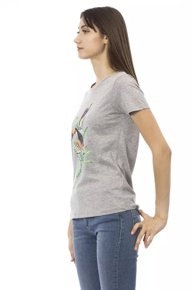 Graues Damen-T-Shirt aus Baumwolle