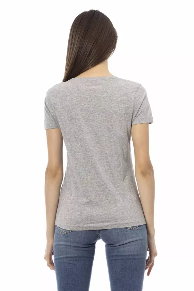 Graues Damen-T-Shirt aus Baumwolle