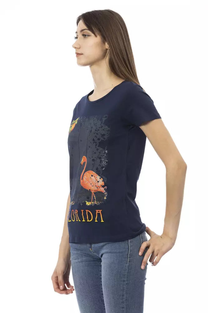 T-shirt da donna in cotone blu