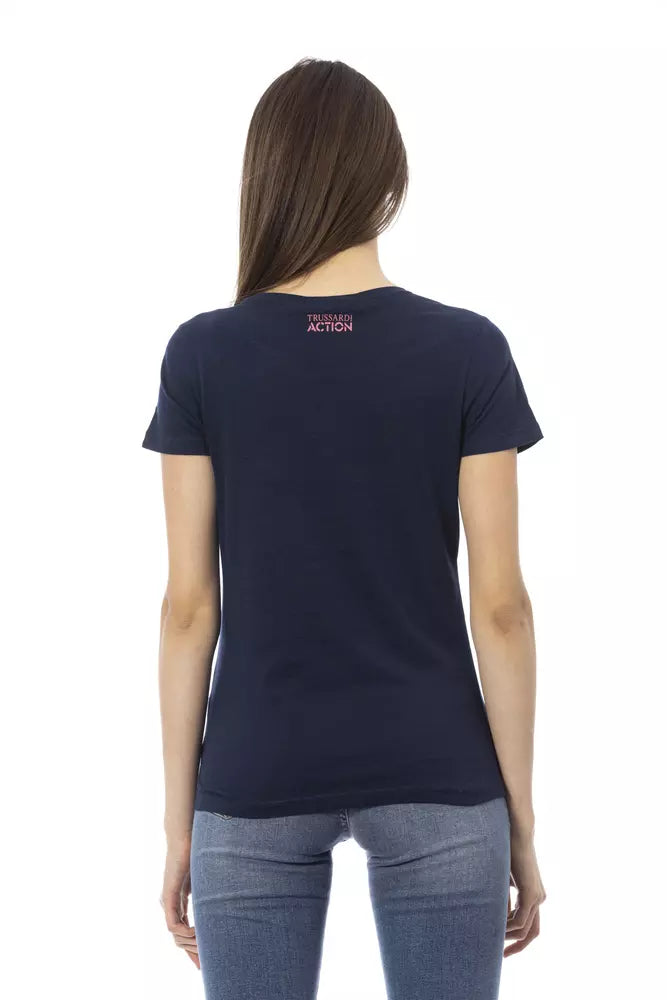 T-shirt da donna in cotone blu